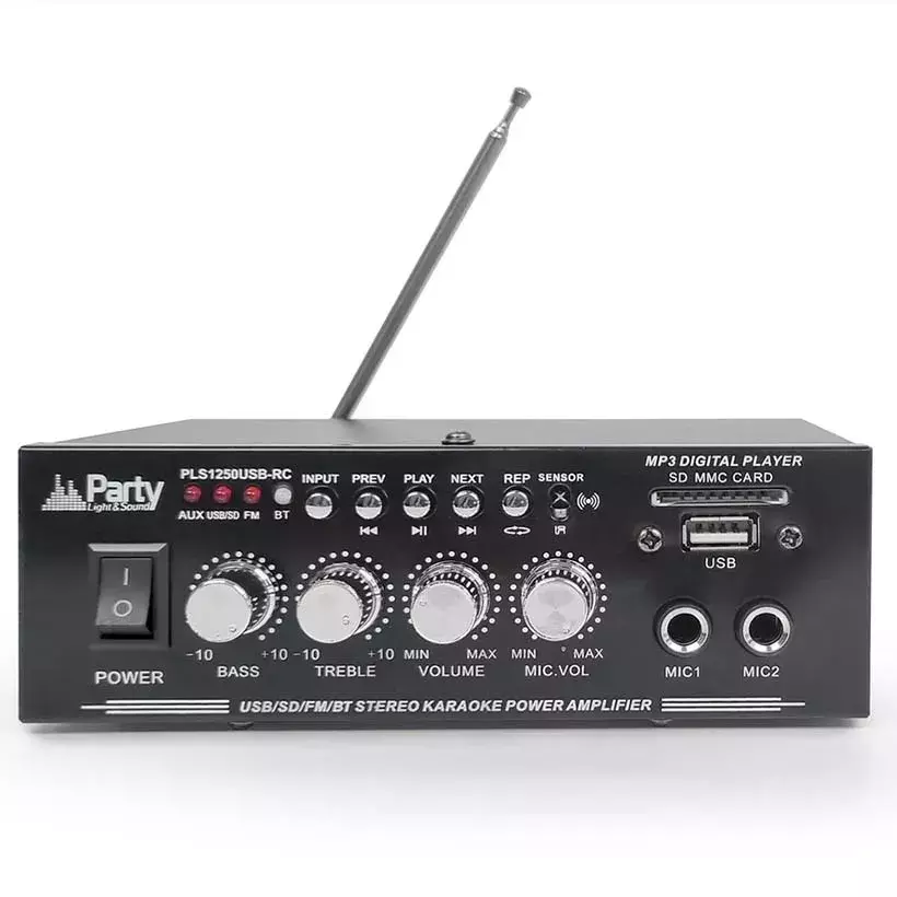 Wzmacniacz KARAOKE Party Light&Sound PLS1250USB-RC+ mikrofon dynamiczny Fenton DM100
